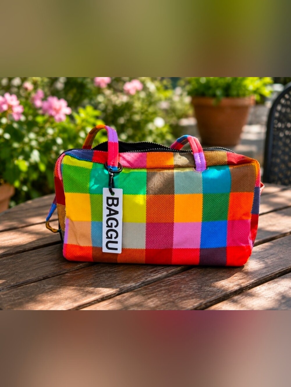 Baggu Madras Bowler Bag Rare HTF